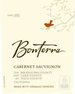 Bonterra Cabernet Sauvignon 2012 bottle label