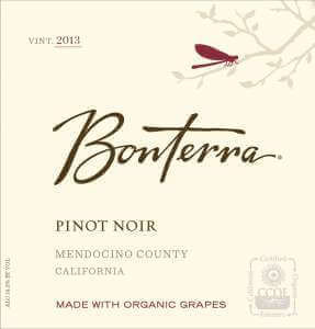 Bonterra Pinot Noir 2013 wine label