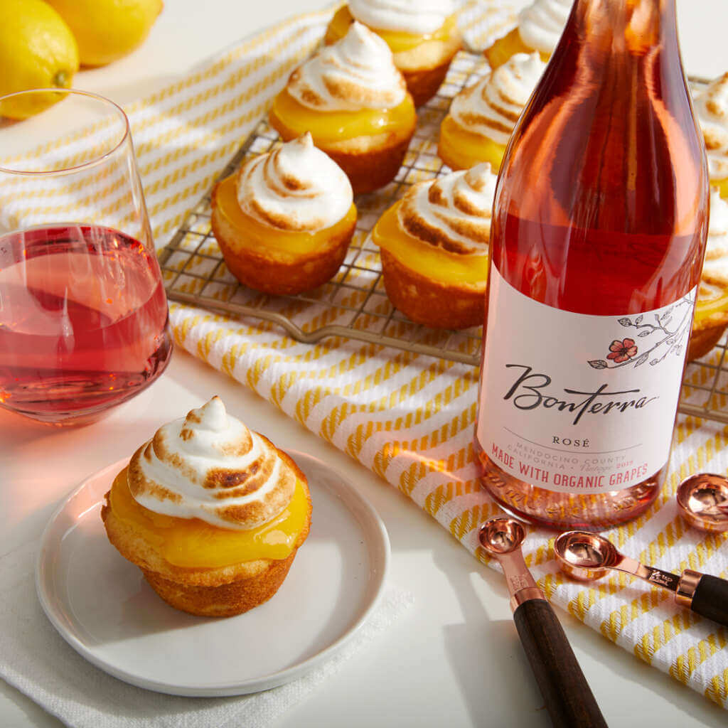 Lemon Meringue Cupcakes paired with Bonterra Rosé