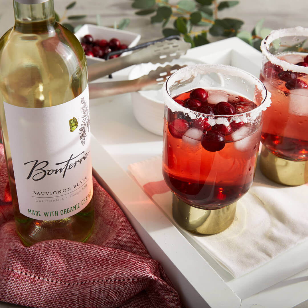 Festive Pom Spritzers with Bonterra Sauvignon Blanc