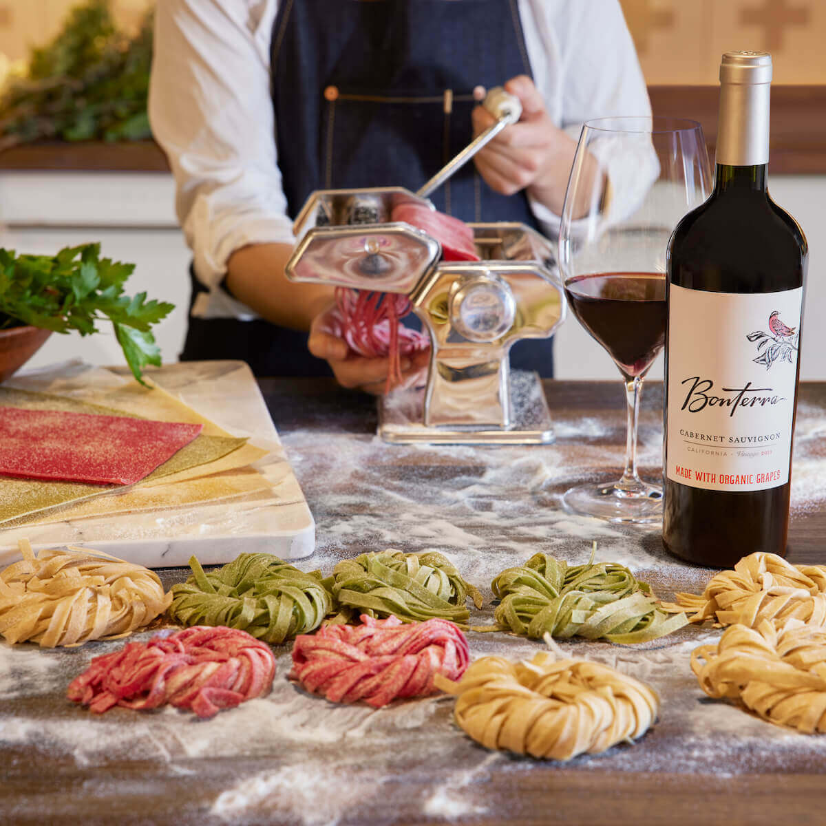 Herb Infused Fresh Pasta paired with Bonterra Cabernet Sauvignon