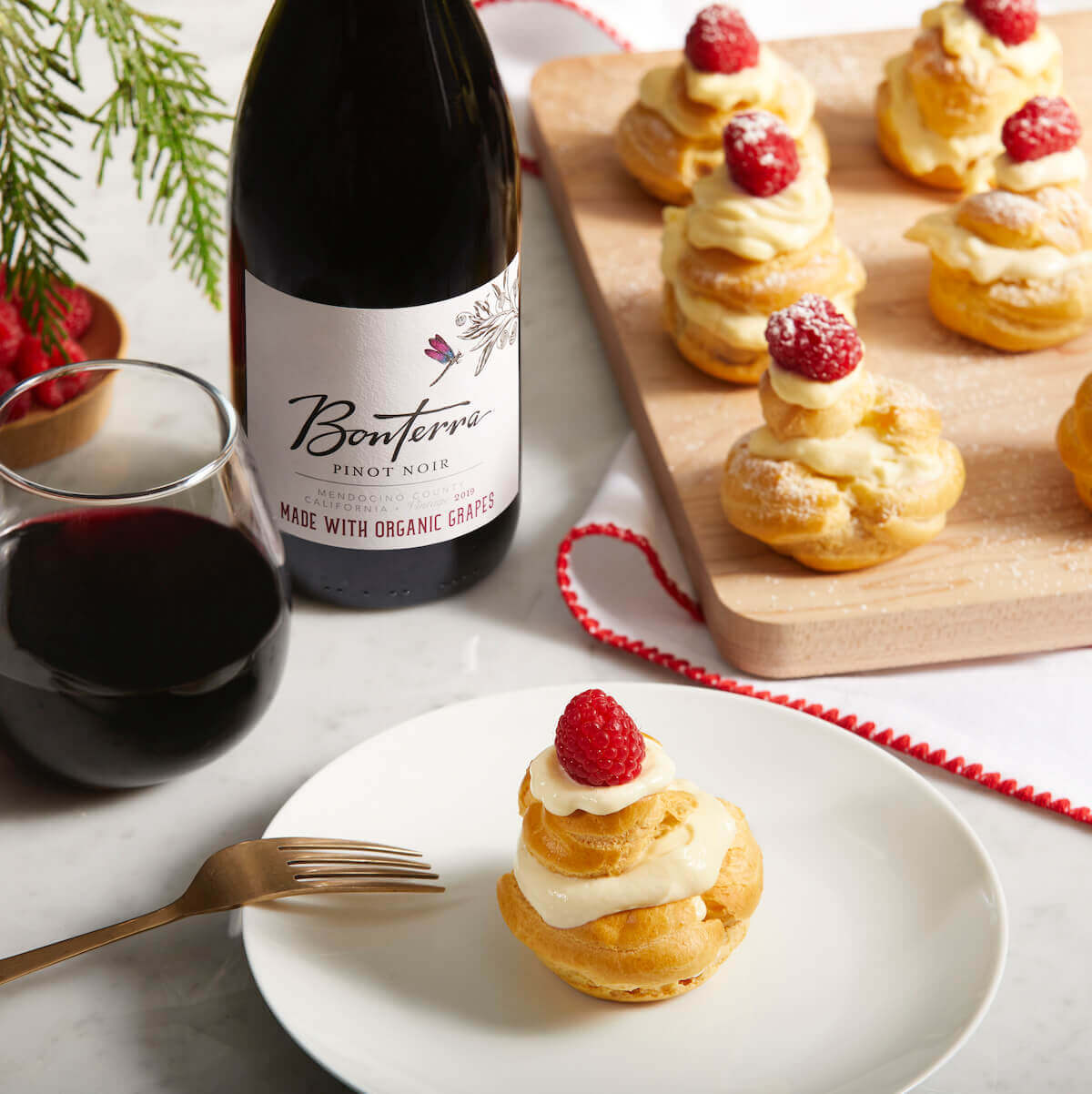 Holiday Cream Puff with Bonterra Pinot Noir