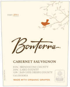 Bonterra Cabernet Sauvignon 2014 bottle label