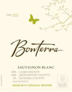 Bonterra Sauvignon Blanc 2016 wine label