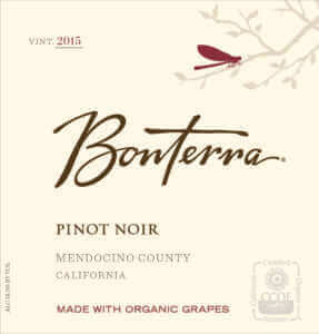 Bonterra Pinot Noir 2015 wine label