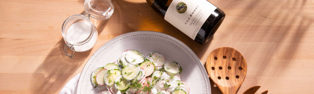 Cool Cucumber Salad with Bonterra's Vintage wine 'The Roost'