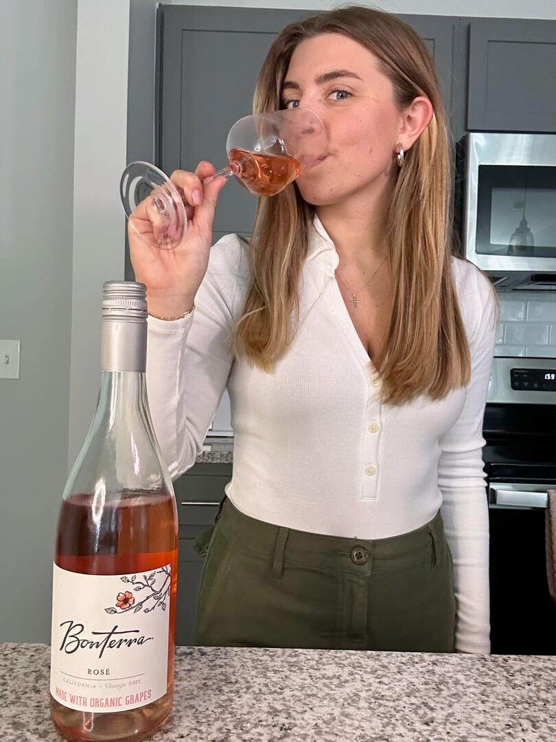 woman tasting Bonterra Rose