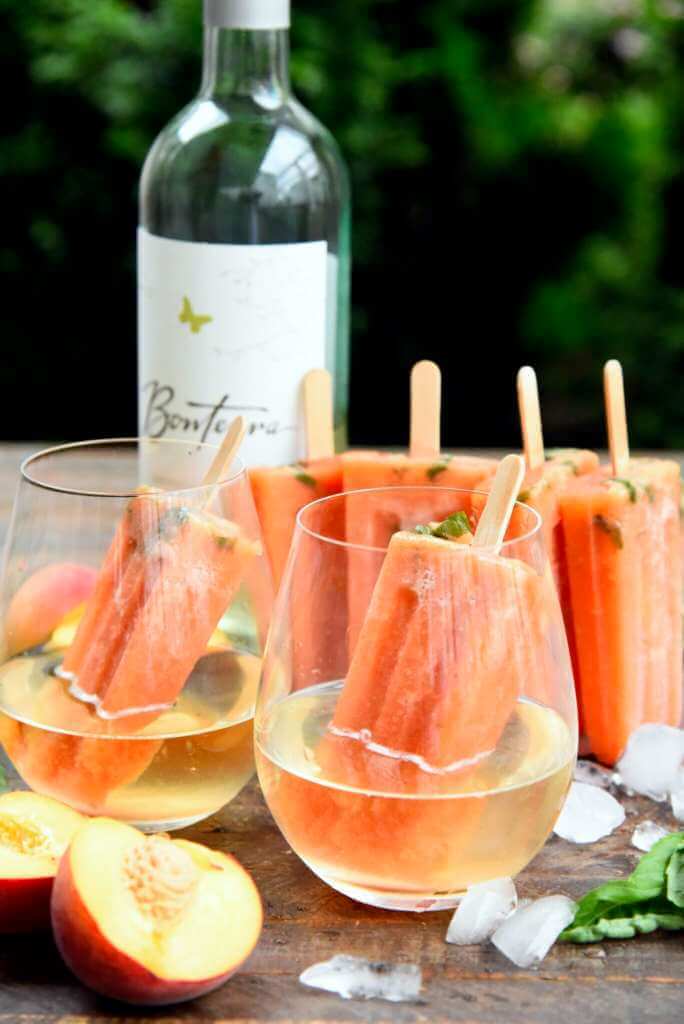 Peach And Basil Wine Ice Pops Bonterra Organic Vineyards