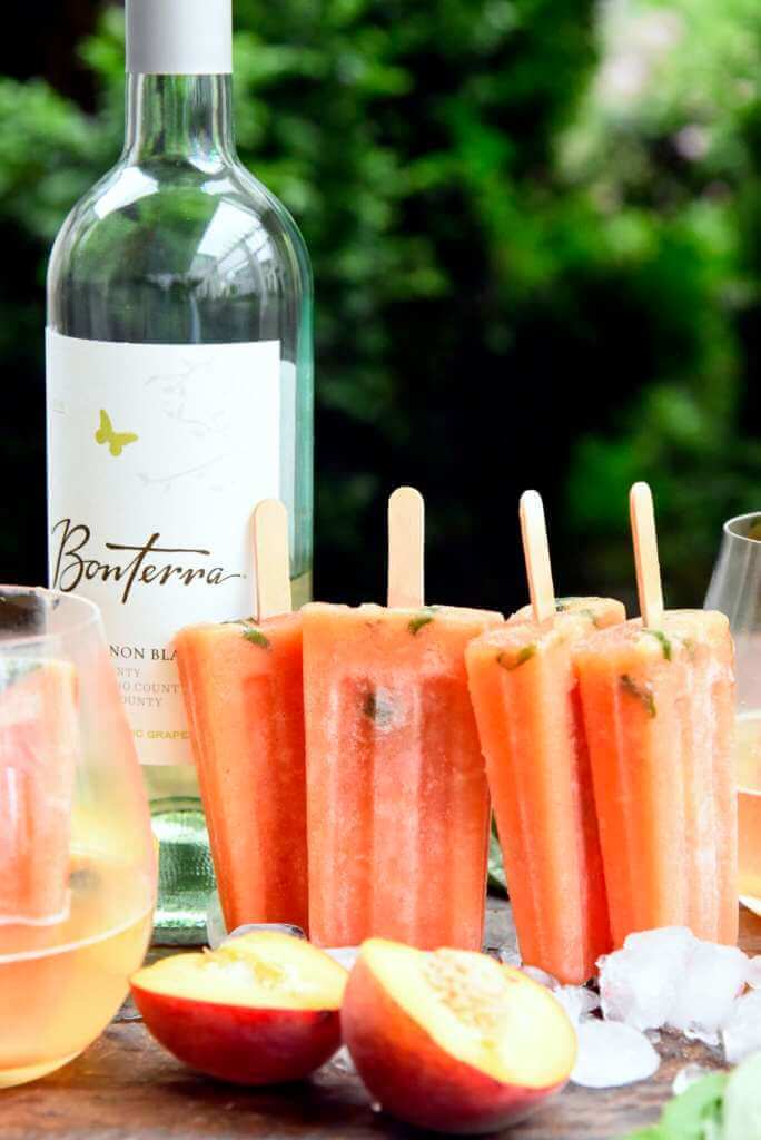 Peach And Basil Wine Ice Pops Bonterra Organic Vineyards