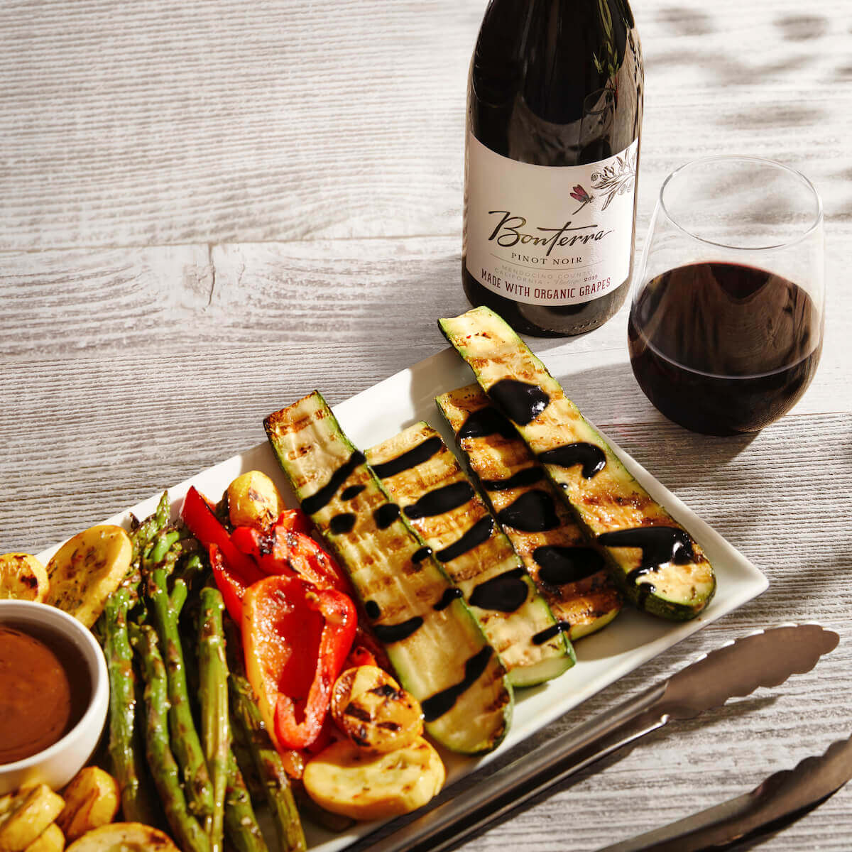 Balsamic Veggies with Bonterra Pinot Noir 