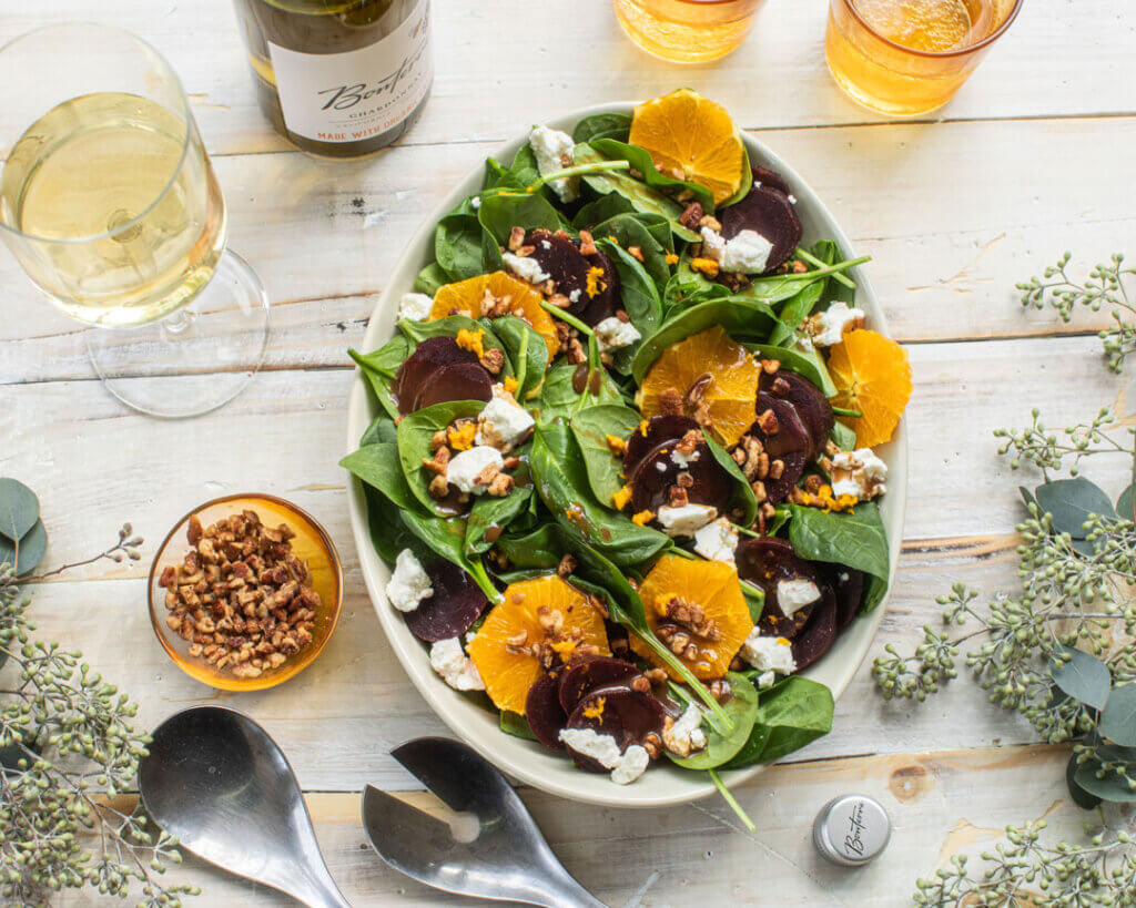 Roasted Beet and Baby Spinach Salad